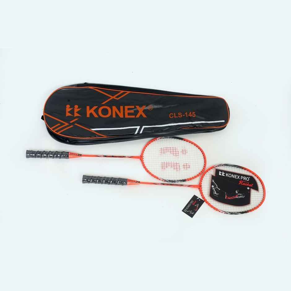Konex Aluminium Badminton Racket Set- 145 ( 2 Rackets + 1 Full cover ) Colour May Vary