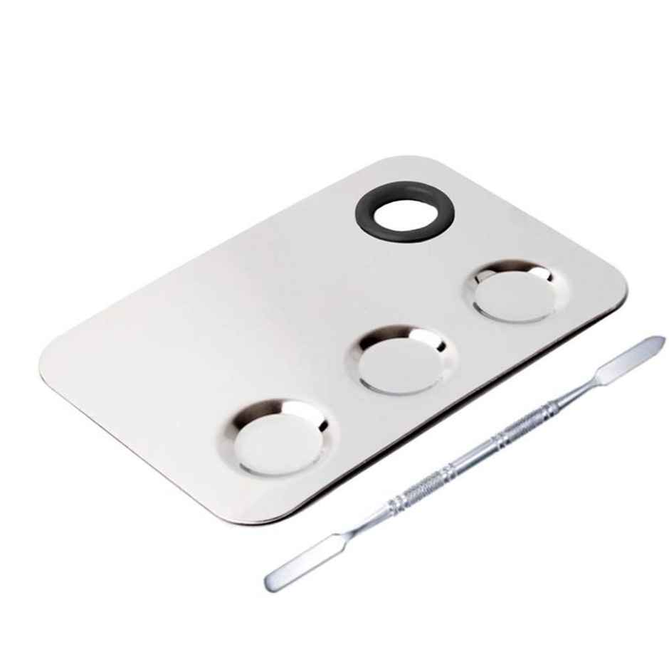 Beaute Secrets Cosmetic Makeup Palette with Spatula Artist Tool for Mixing Silver