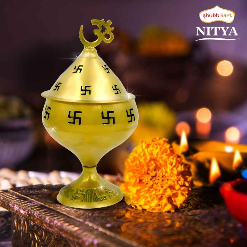 Nitya Brass Omkareshwar Akhand Deep | Gold | Akhand Diya | Shubhkart