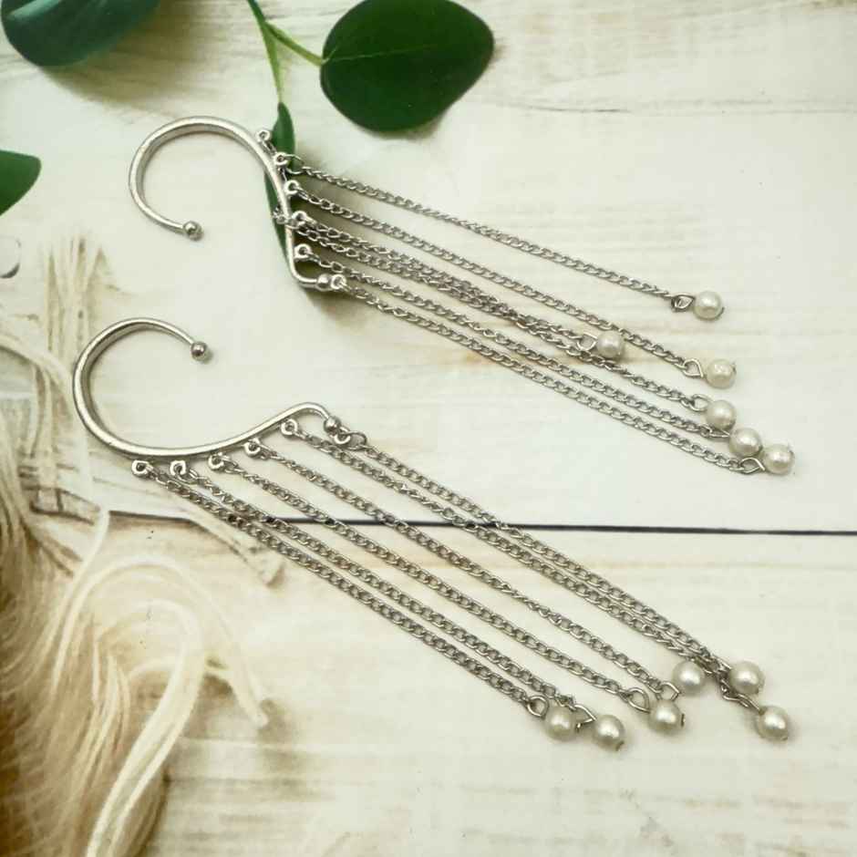 The Opal Factory | Oxidised Jewelry | Ear Cuff with Drops | Silver