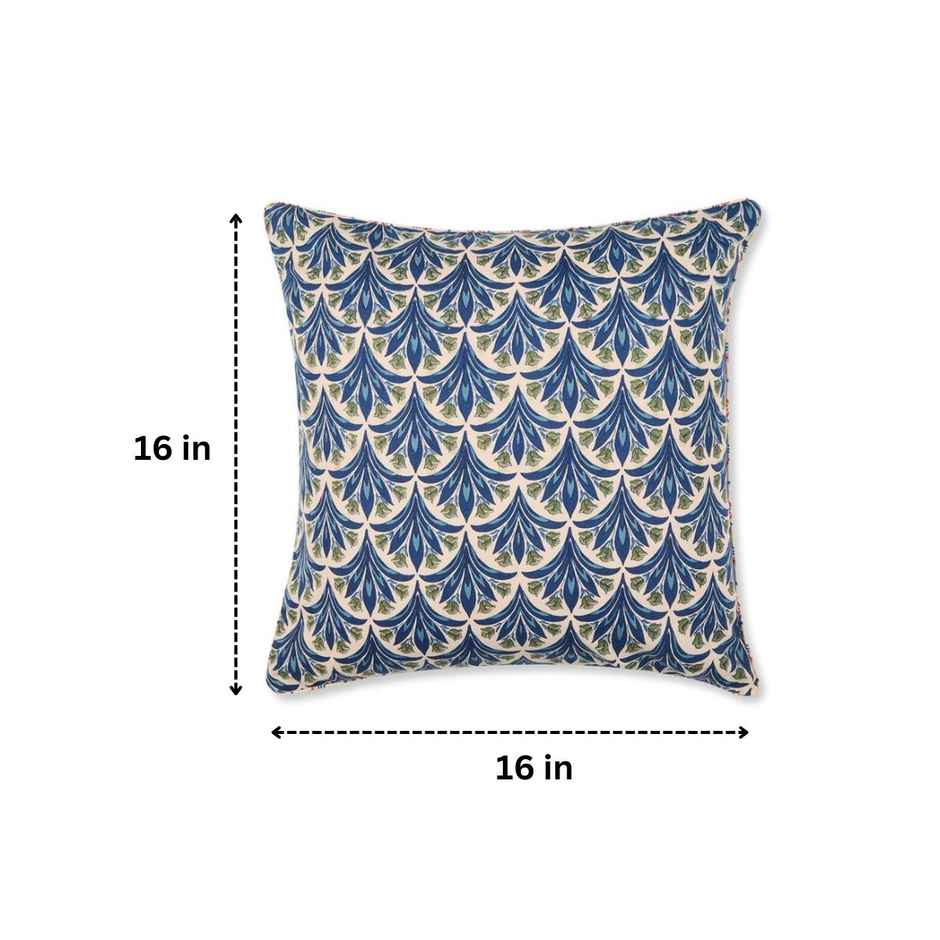 Fabindia Cotton Printed Cushion Cover - Blue - 16 x 16 inch