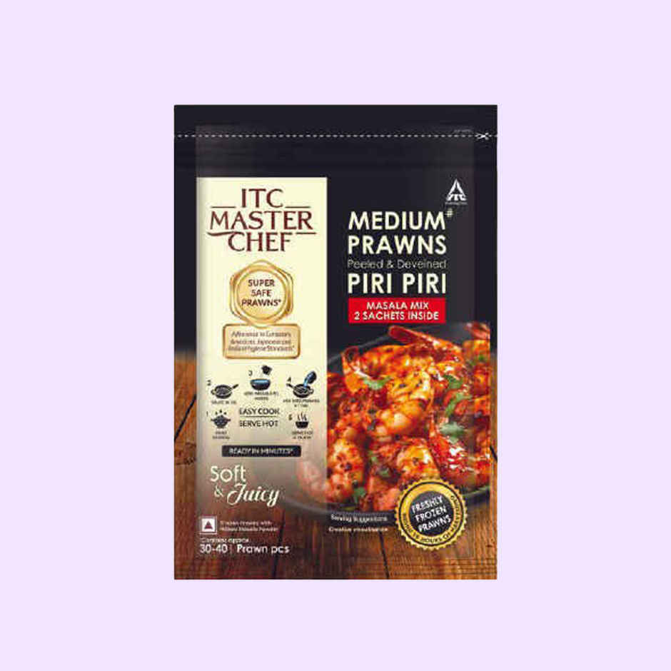 ITC Master Chef Prawns With Piri Piri Masala| Peeled & Deveined | 2 Masala Sachets Inside