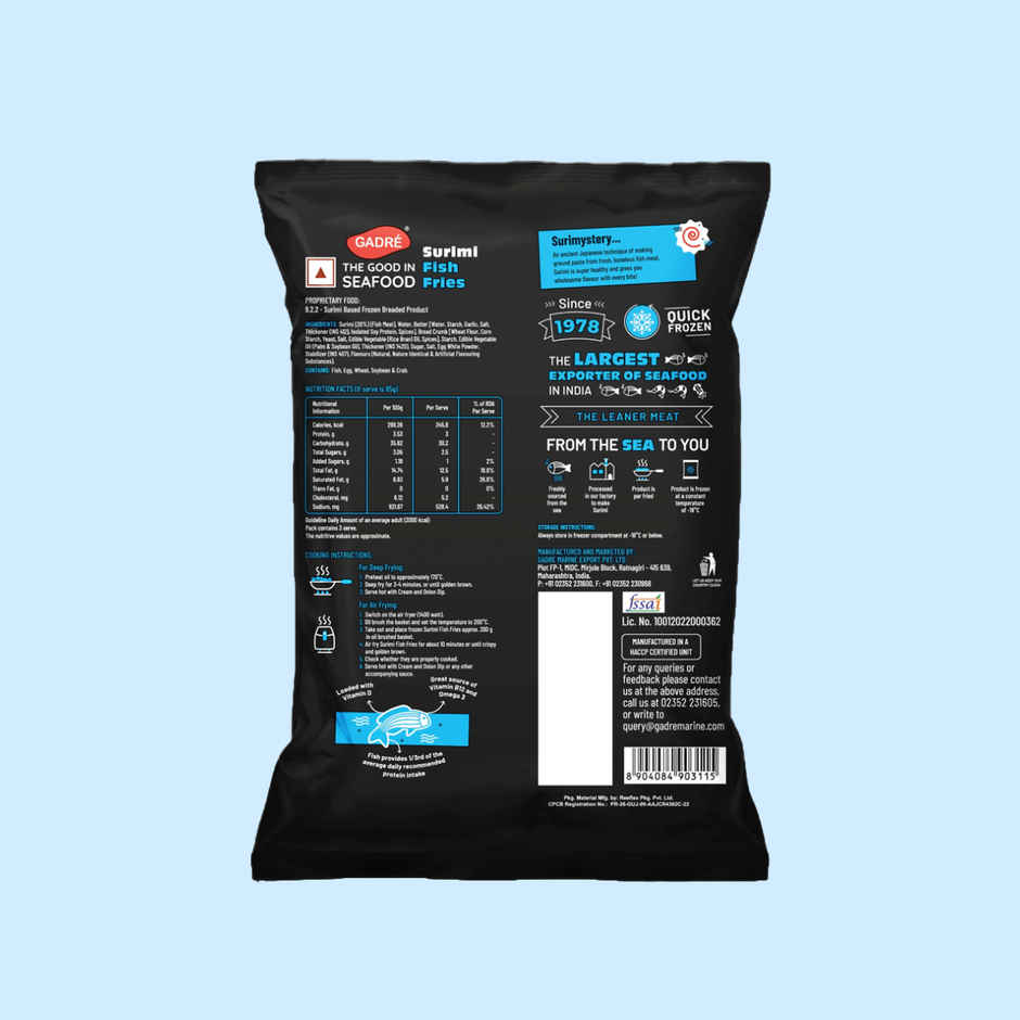 Gadre Surimi Fish Fries | No Added Preservatives | Frozen Seafood | Ready To Fry Non Veg Snack