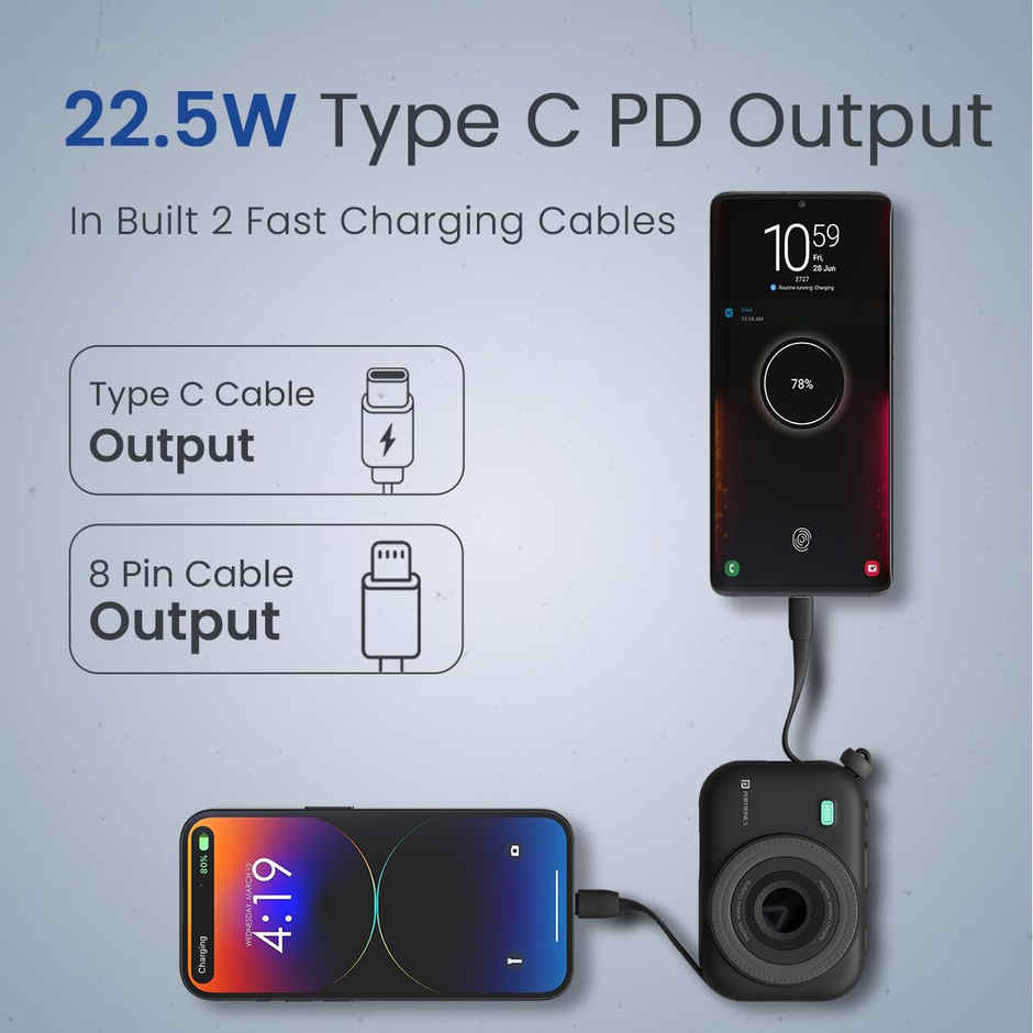Portronics Power Shutter - 10000mAH Power Bank | Black