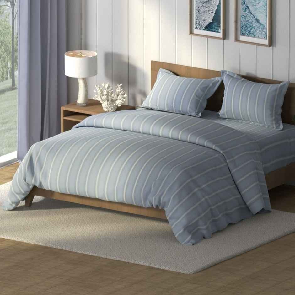 Nautica Super Soft 100% Cotton Fabric Comforter for All Weather | Double Size | Stripe Vessel grey