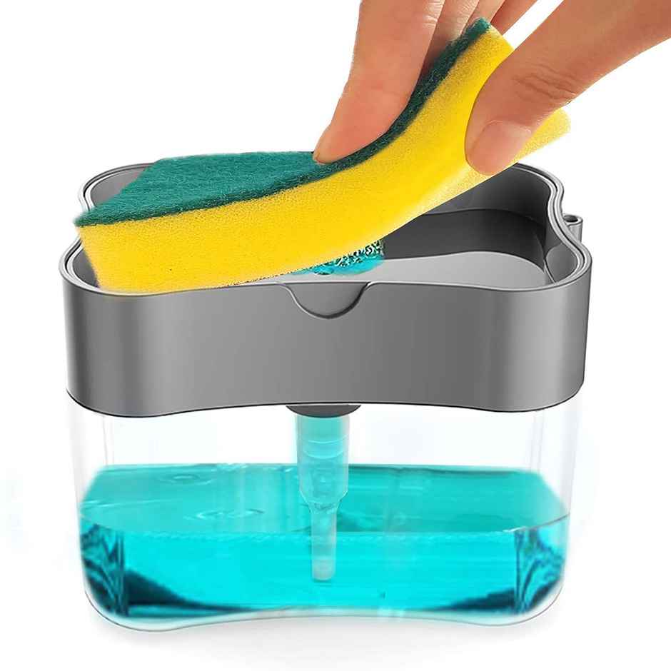 YouBee 2 in 1 Soap Dispenser for Bathroom | Liquid Dispenser Pump with Sponge Holder | Multi-Colour