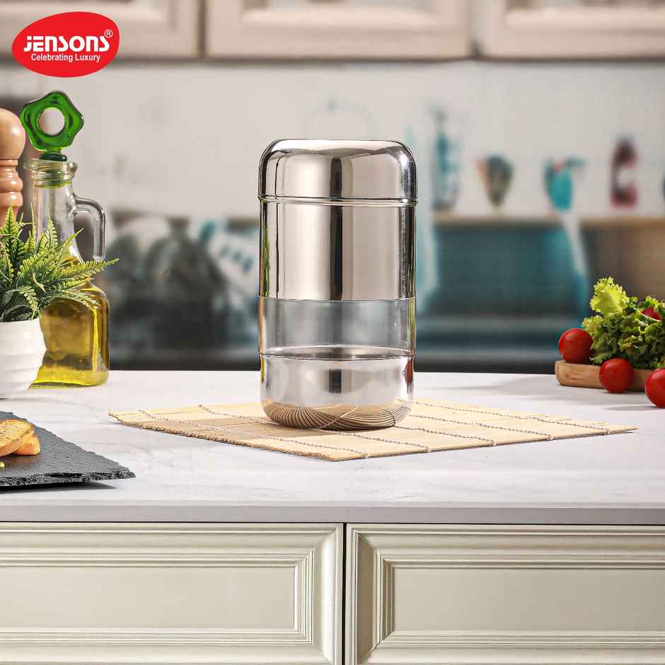 Jensons Stainless Steel Capsule Window Canister 10 cm