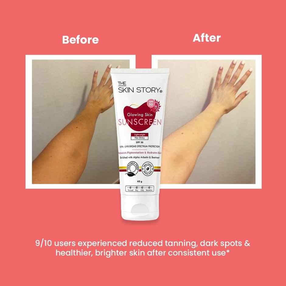 The Skin Story Sunscreen SPF 30 PA++ For Glowing Skin Hydrating Reduces Pigmentation Non-Sticky