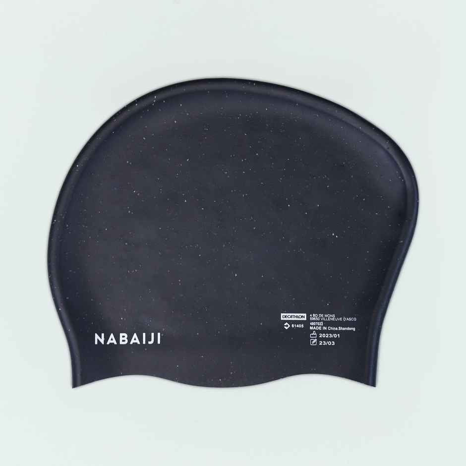 Decathlon Nabaiji Adult Silicone Long Hair Swim Cap | Black | 56|60 Cm