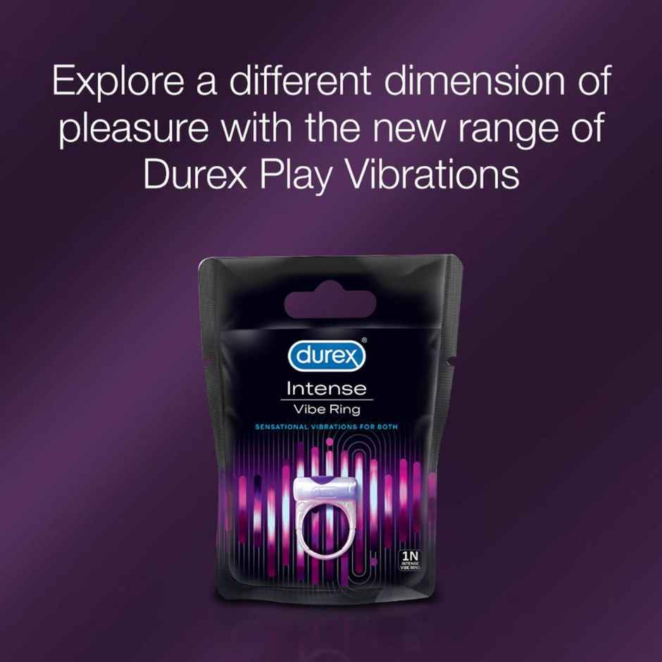 Durex Intense Vibe Ring Massager For Men & Women (1pc) & Durex Lube - Strawberry - Flavoured Lubricant (50ml) Combo