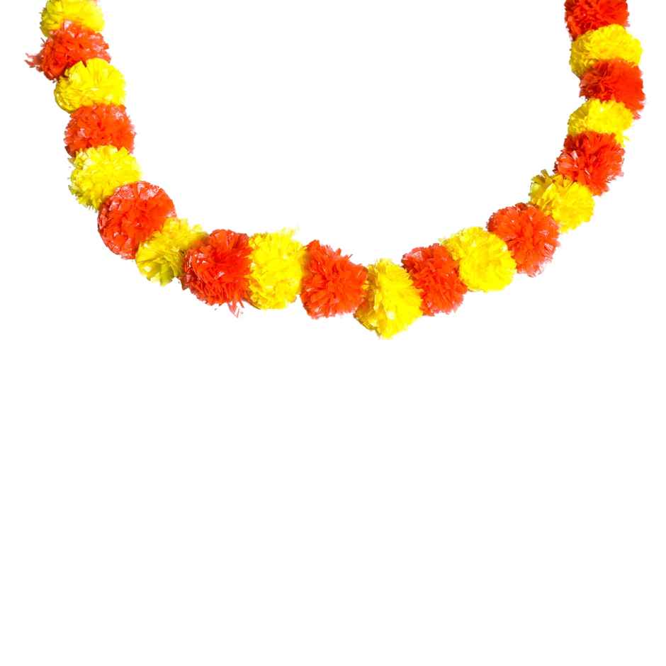 Artificial Ganda Phool Mala | Dual Orange & Yellow Color