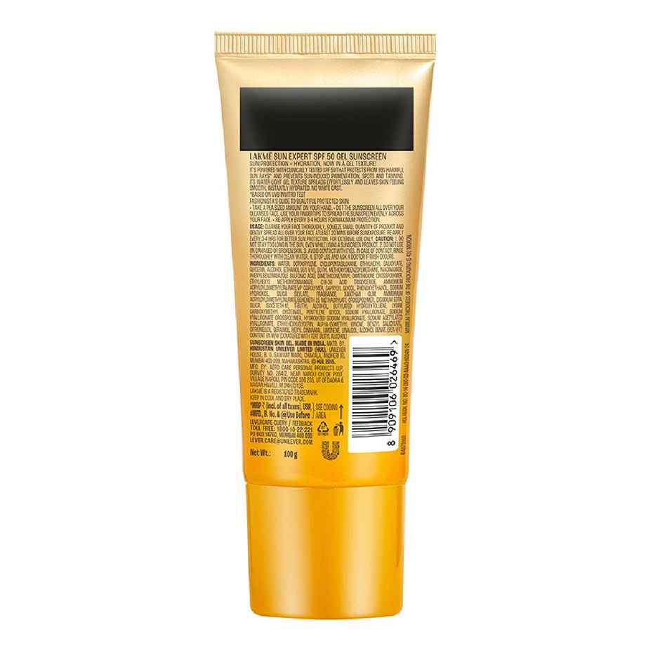 Lakme Sun Expert Gel Light Sunscreen, SPF 50 PA+++ |Uva/B Protection, Matte Finish