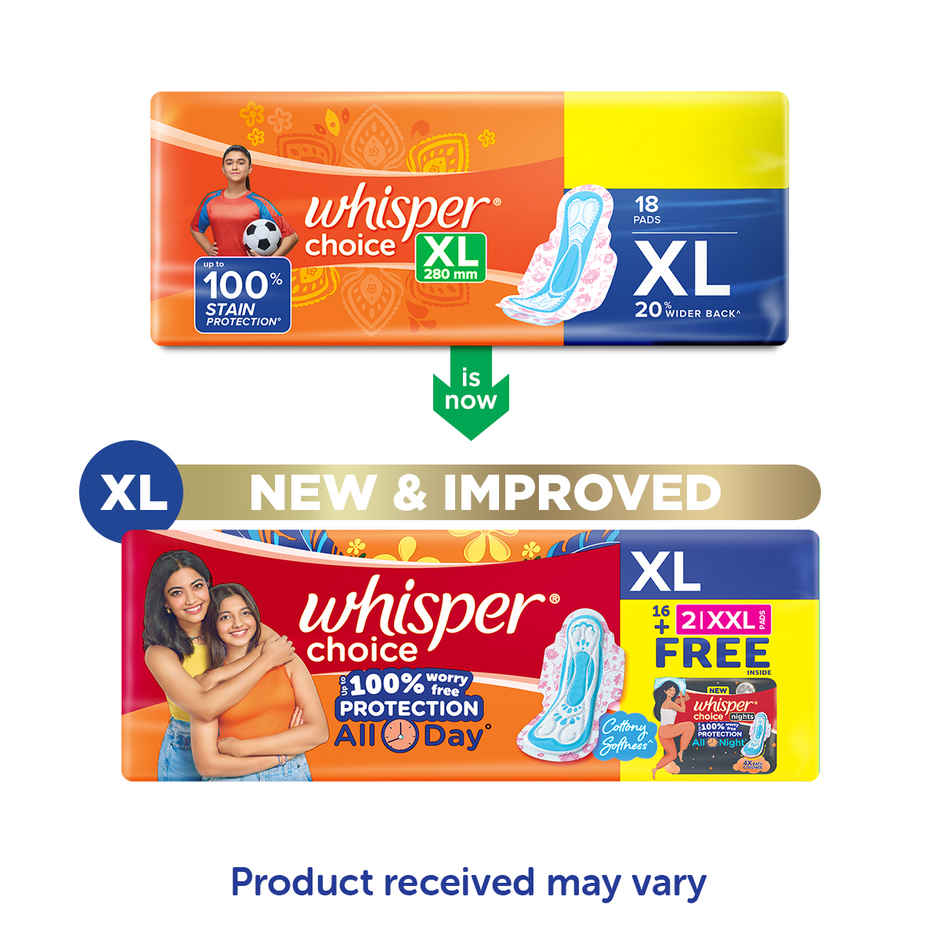Whisper Choice Sanitary Pads | XL | 18 pcs