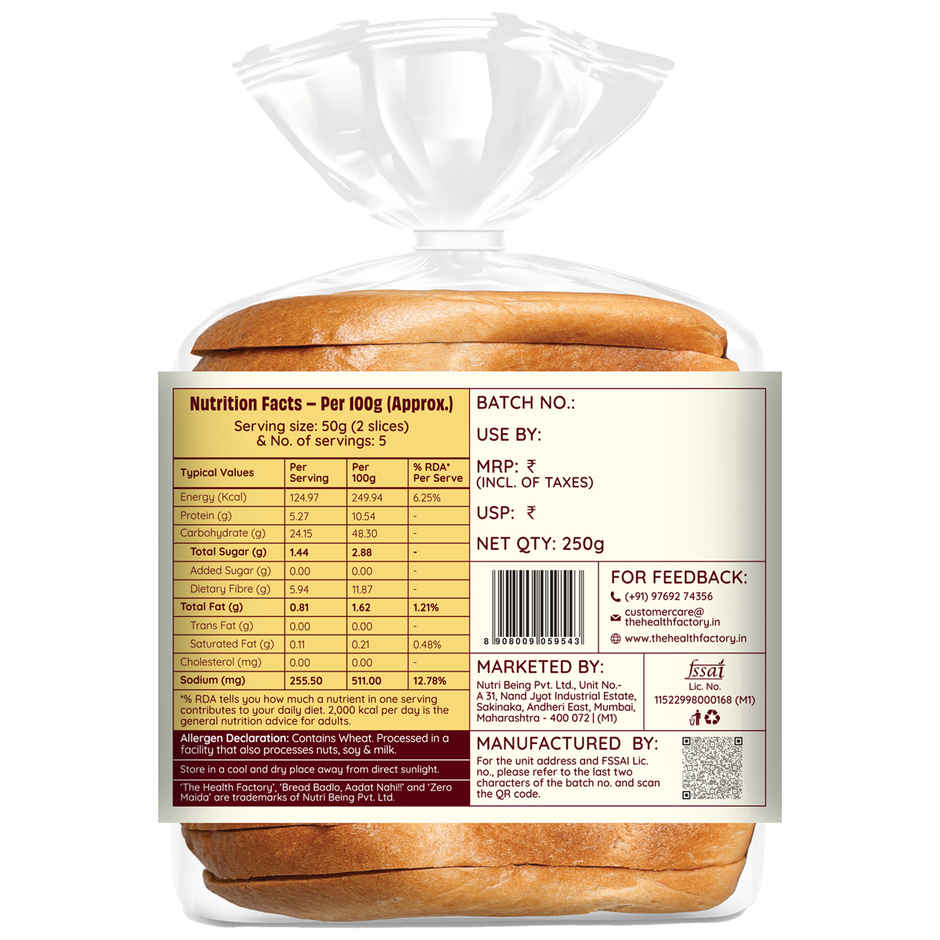 The Health Factory Zero Maida Super Fibre Bread