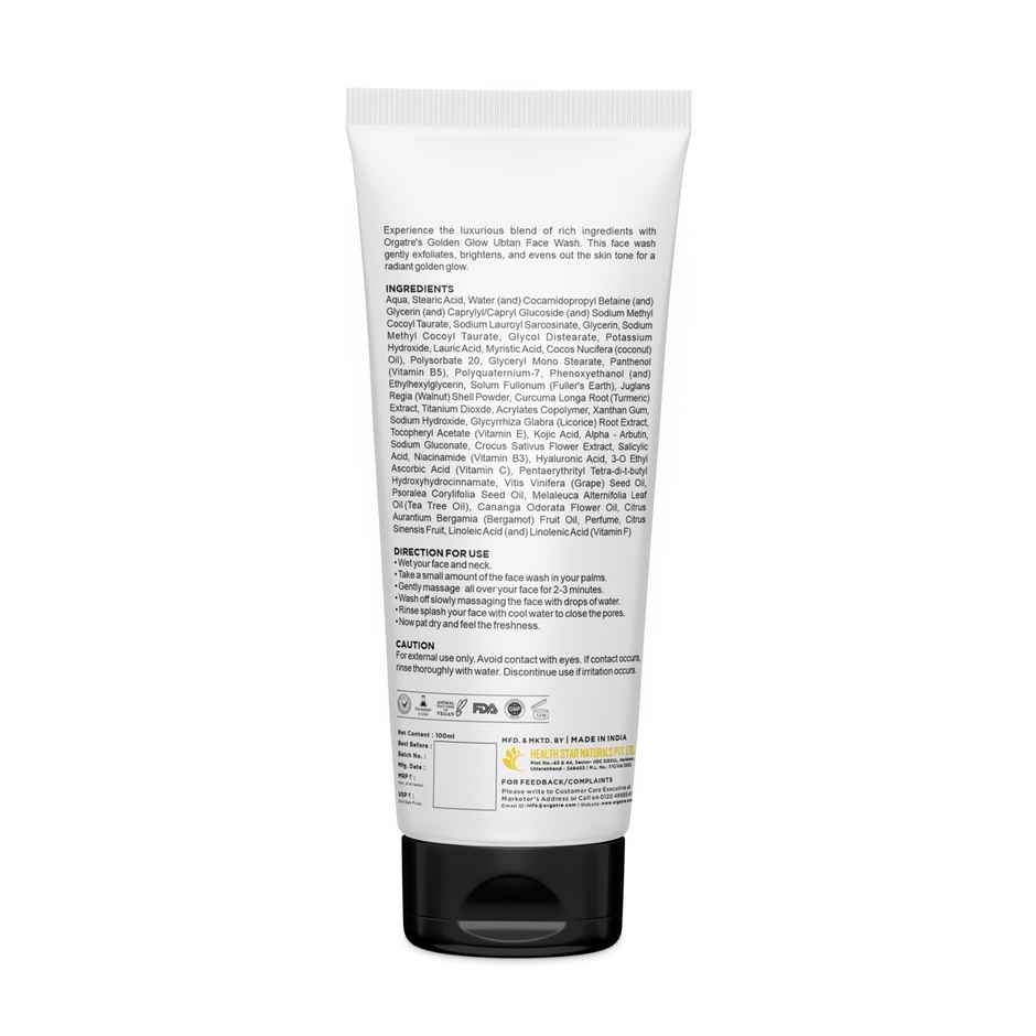 Orgatre Glow Ubtan Face Wash With Turmeric Kojic Acid & Niacinamide For Brightening Tan Removal