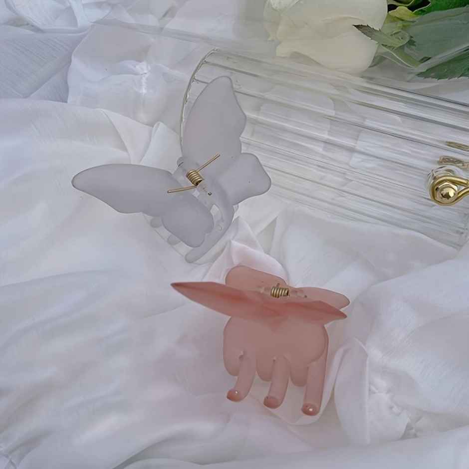 Chronex 2 Pcs Acrylic Frosted Butterfly Hair Claw Clips - Cute Butterfly Claw Hair Clips | Assorted