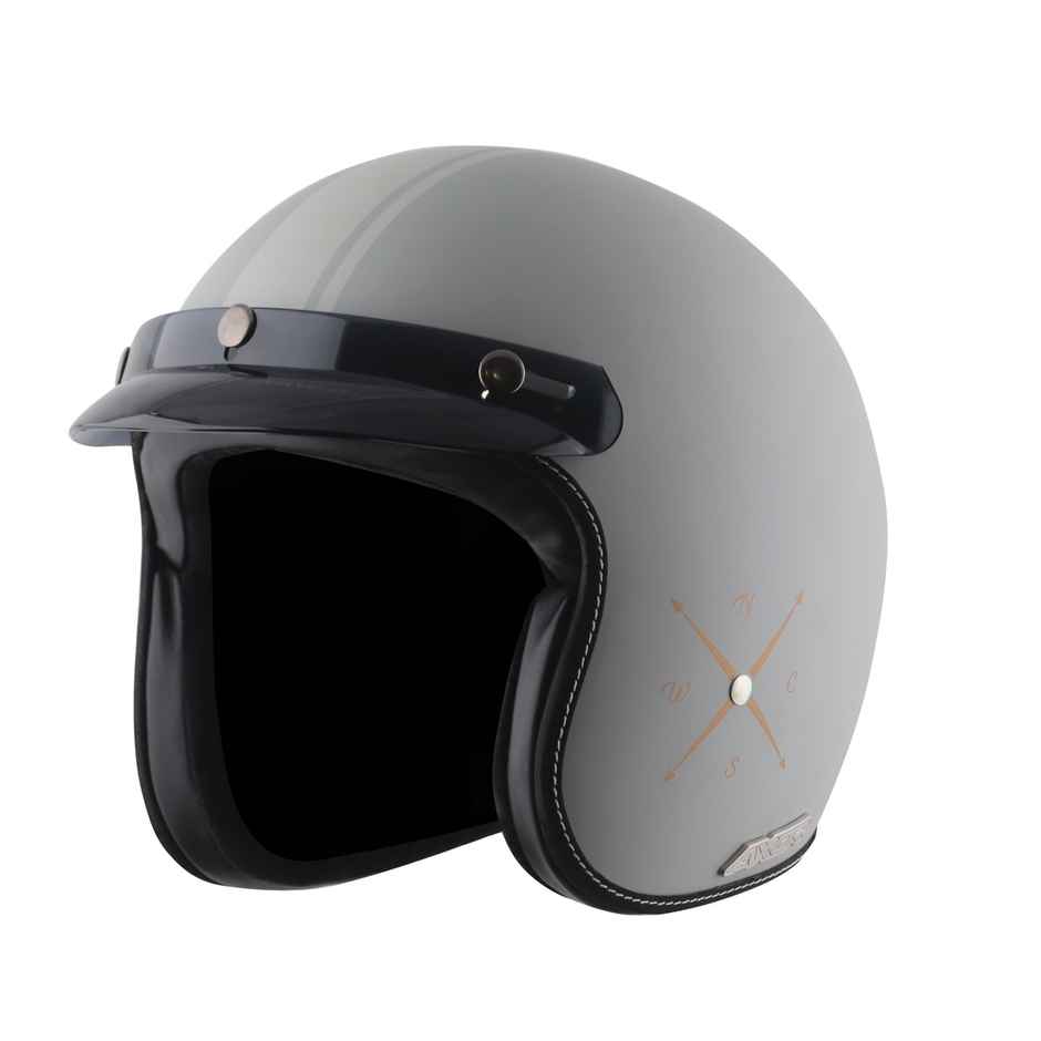 Axor Retro Jet Euro Globe Isi Ece And Dot Certified Open Face Helmet - Dull Cool Grey Helmet - M