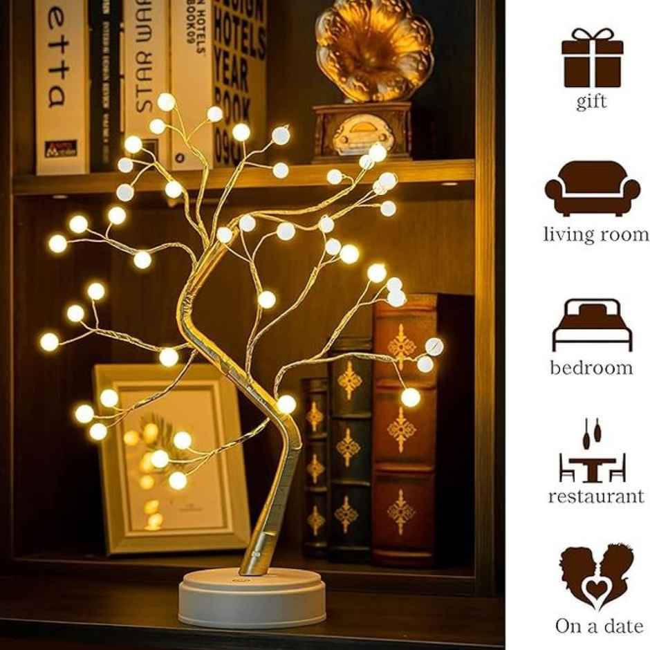 DesiDiya Decorative Led Pearl Tree Lamp Table Top (36 Led Pearl)
