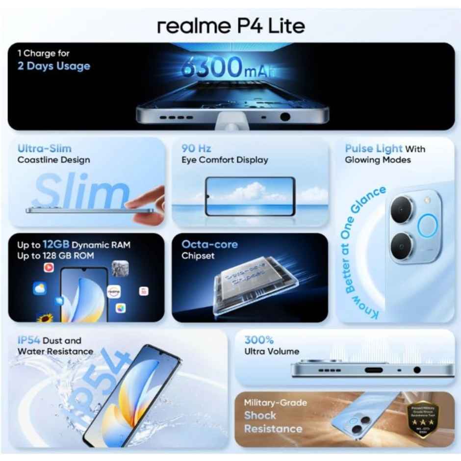 realme P4 Lite Beach Gold 4GB RAM 64GB Storage