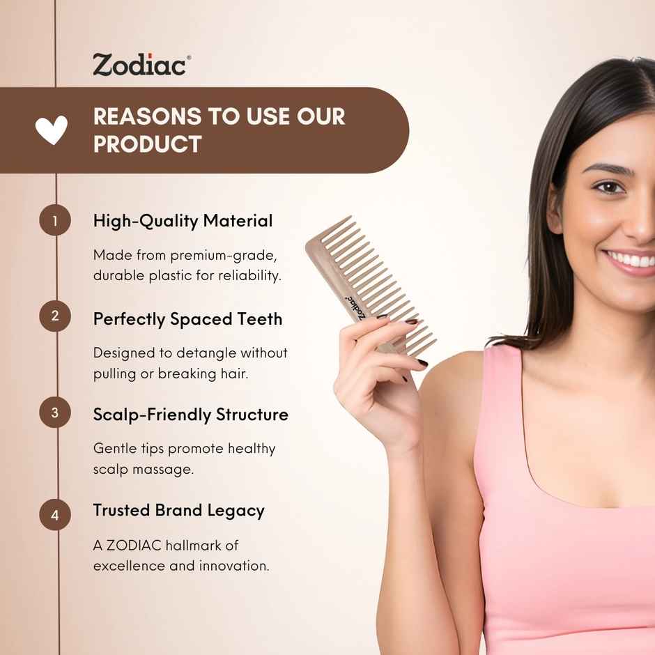 Zodiac Wide Tooth Comb | Brown