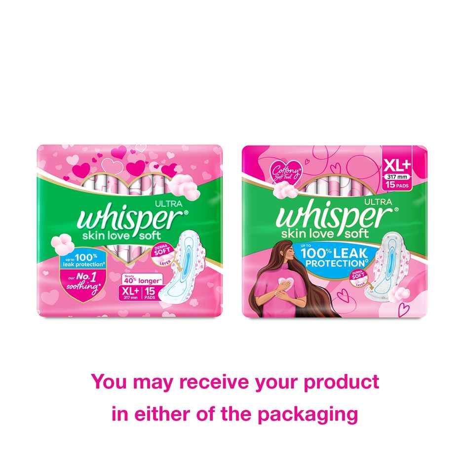 Whisper Ultra Skin Love Soft Sanitary Pads for Women | XL+ 