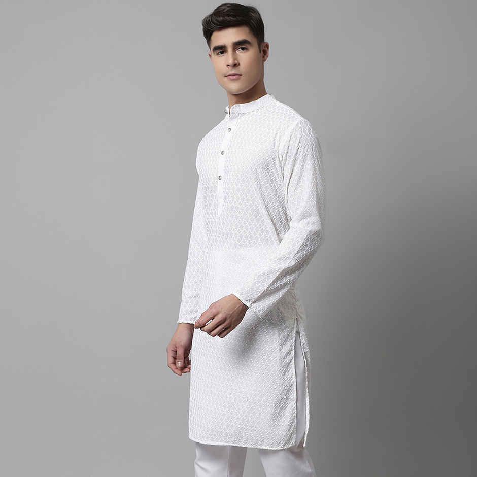Jompers Men's Kurta | Ko 561 | White - S