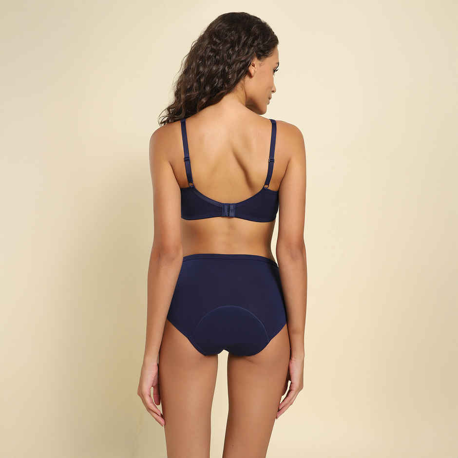 Van Heusen Women Deep Sea Navy Solid Side Support Panel No Spill Comfort Bra |34C