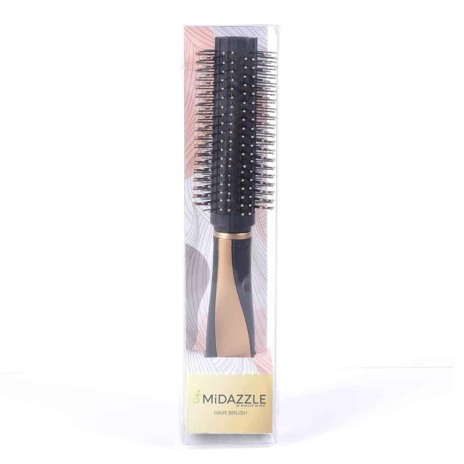 Midazzle Premium Round Black And Gold Hair Brush |MIHB0008