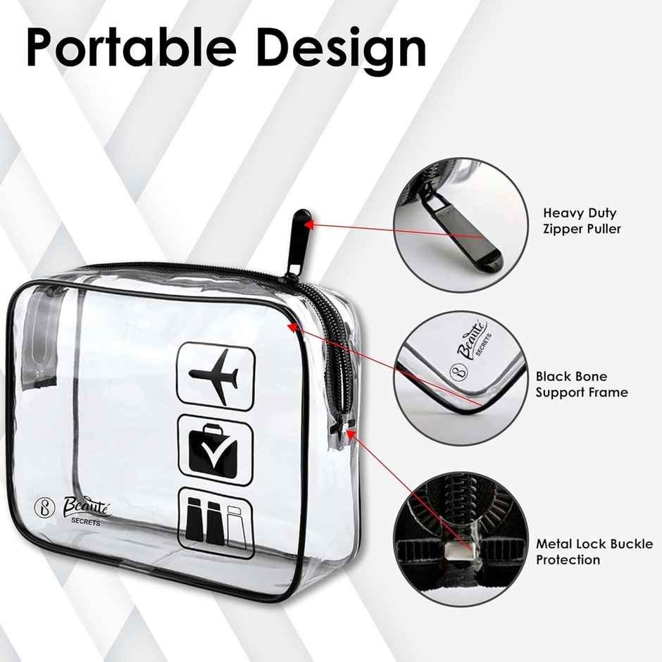 Beaute Secrets Multifunctional Travel Zippered Waterproof Pouch Clear