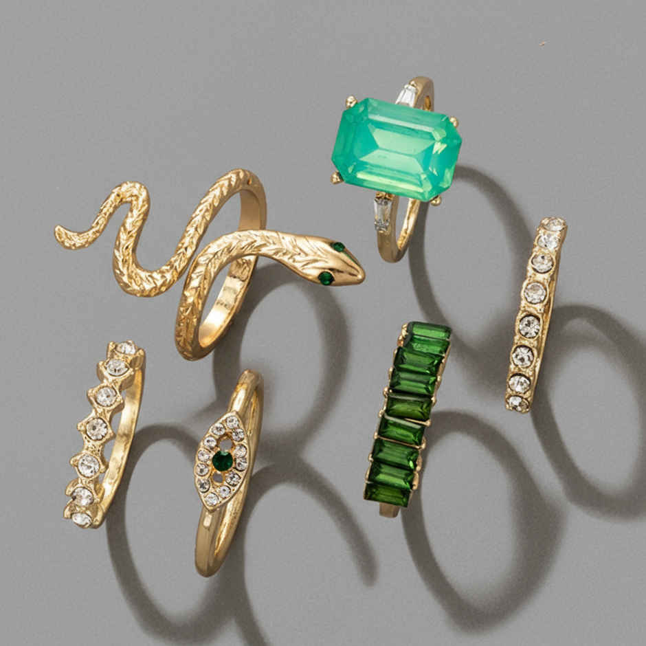 Fashion Frill Women's Stackable Rings Green Onesize