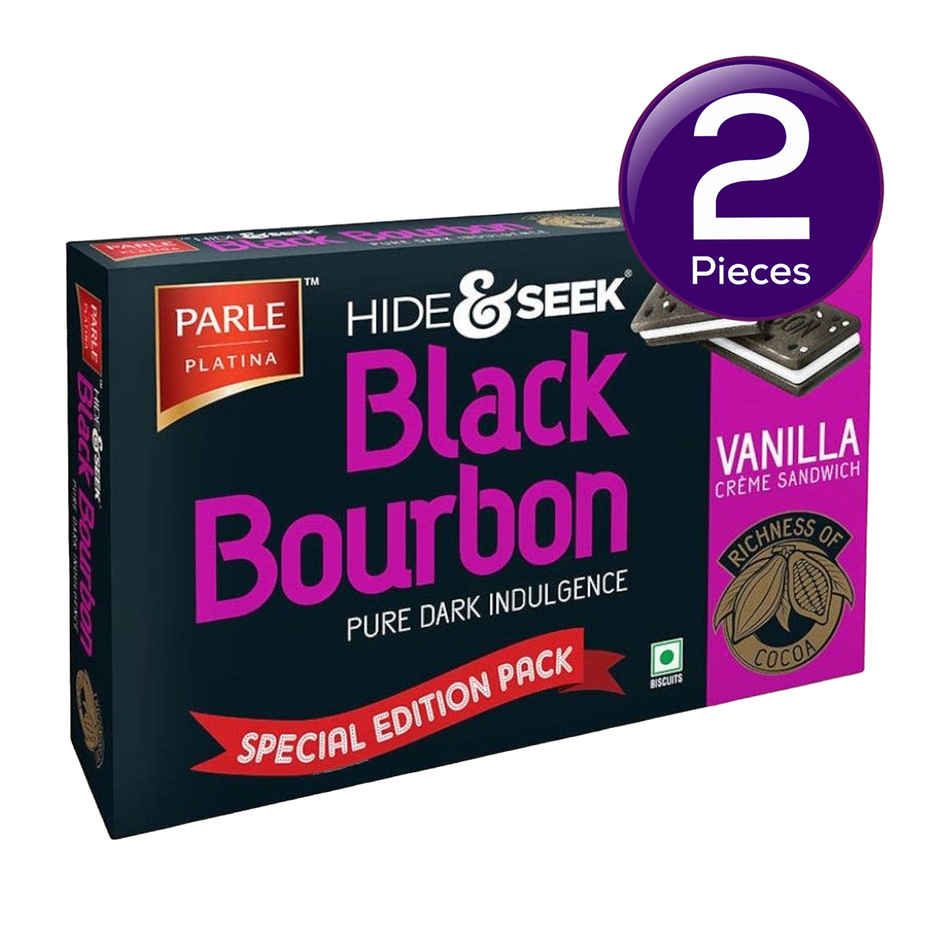 Parle Hide & Seek Black Bourbon Vanilla Cream Biscuits | Artificial Colour-free Combo