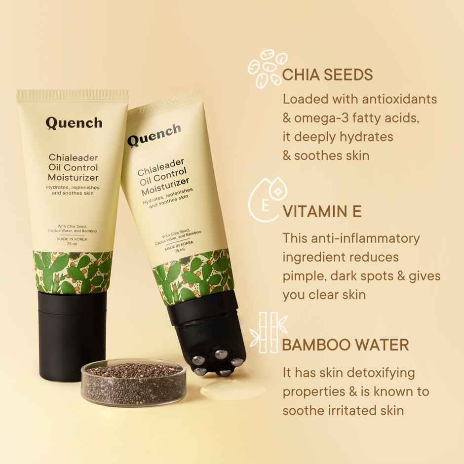 Quench Oil Control Korean Moisturizer Non-Greasy Face Cream with Chia Seeds & Salicylic Acid