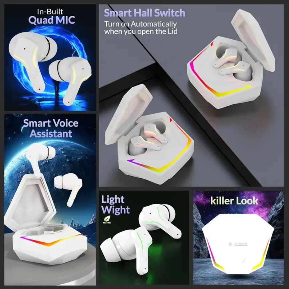 Aroma NB138 Bound - 60 Hours Playback | TWS | ANC with 32dB Noise Cancellation | White