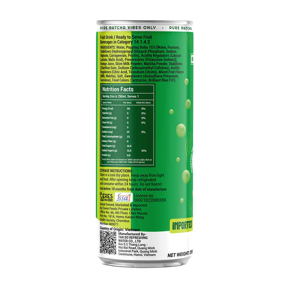 Moi Soi Matcha Flavoured Popping Boba Drink