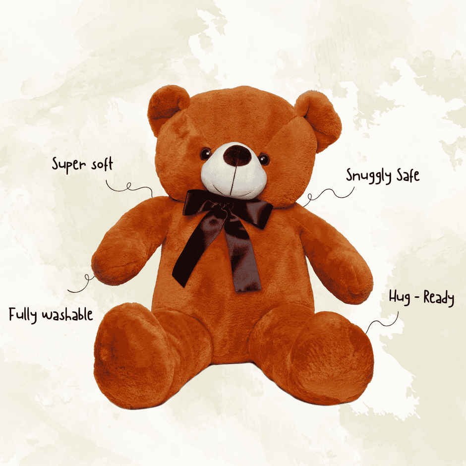 Toytales Wolly Bear Brown 90cm|Teddy Bear | Plush Toy| Animal With Ribbon |Cute Toys For Kids|Animal