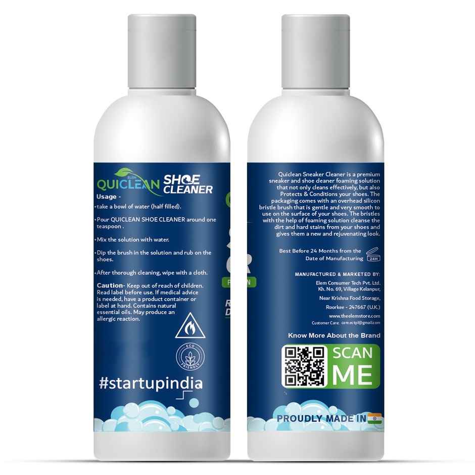 Quiclean Shoe Cleaner Kit With Brush | Best For WHite Shoes, Nubuck, Canvas, Sports Sneakers Combo