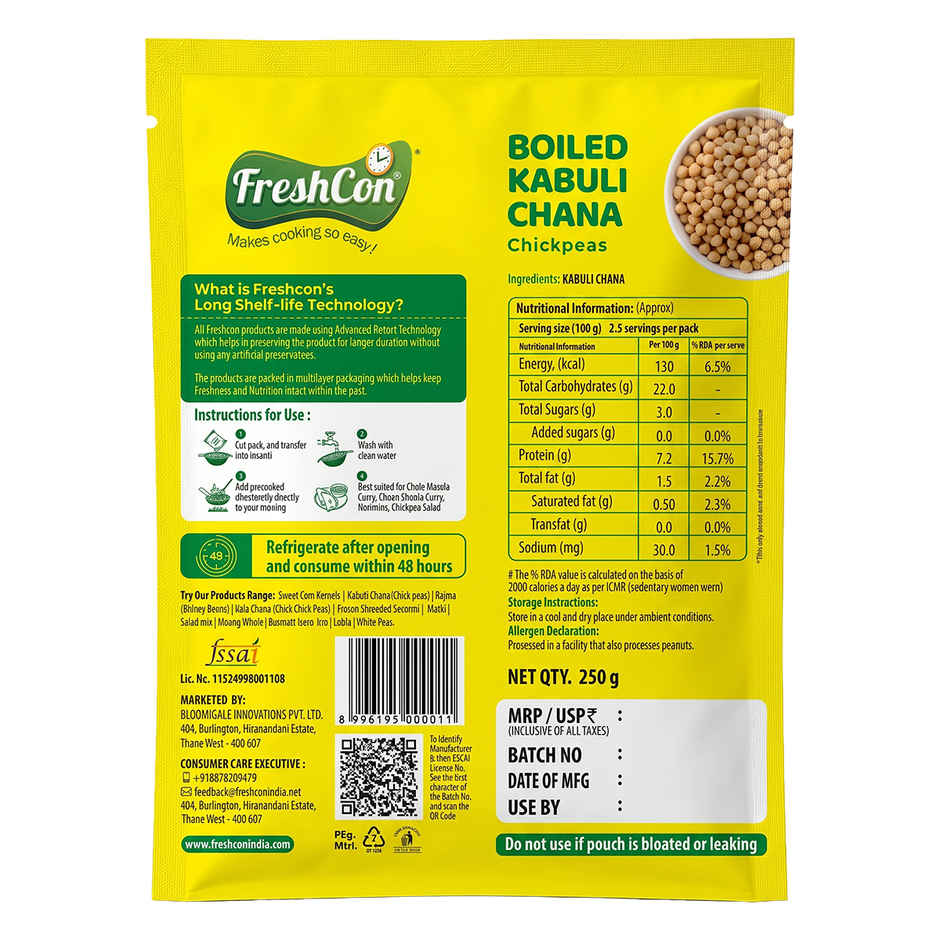 Freshcon Boiled Kabuli Chana | Chickpeas