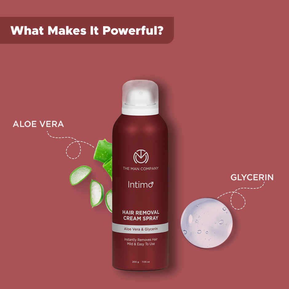 The Man Company Intimo Hair Removal Spray cream Spray (200 gm) I Contains aloevera & glycerin I for Men & Women |mild & easy to use