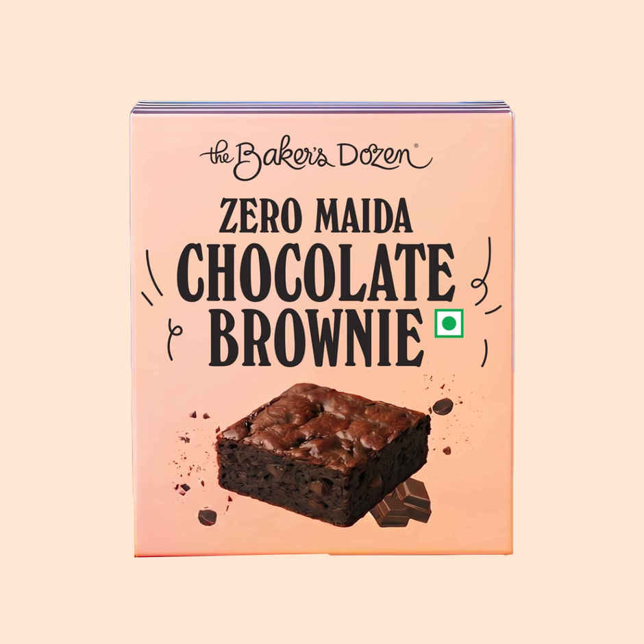 The Baker's Dozen Chocolate Brownie Zero Maida | Eggless | Veg | Bakery Delight | Dark Choco Chips