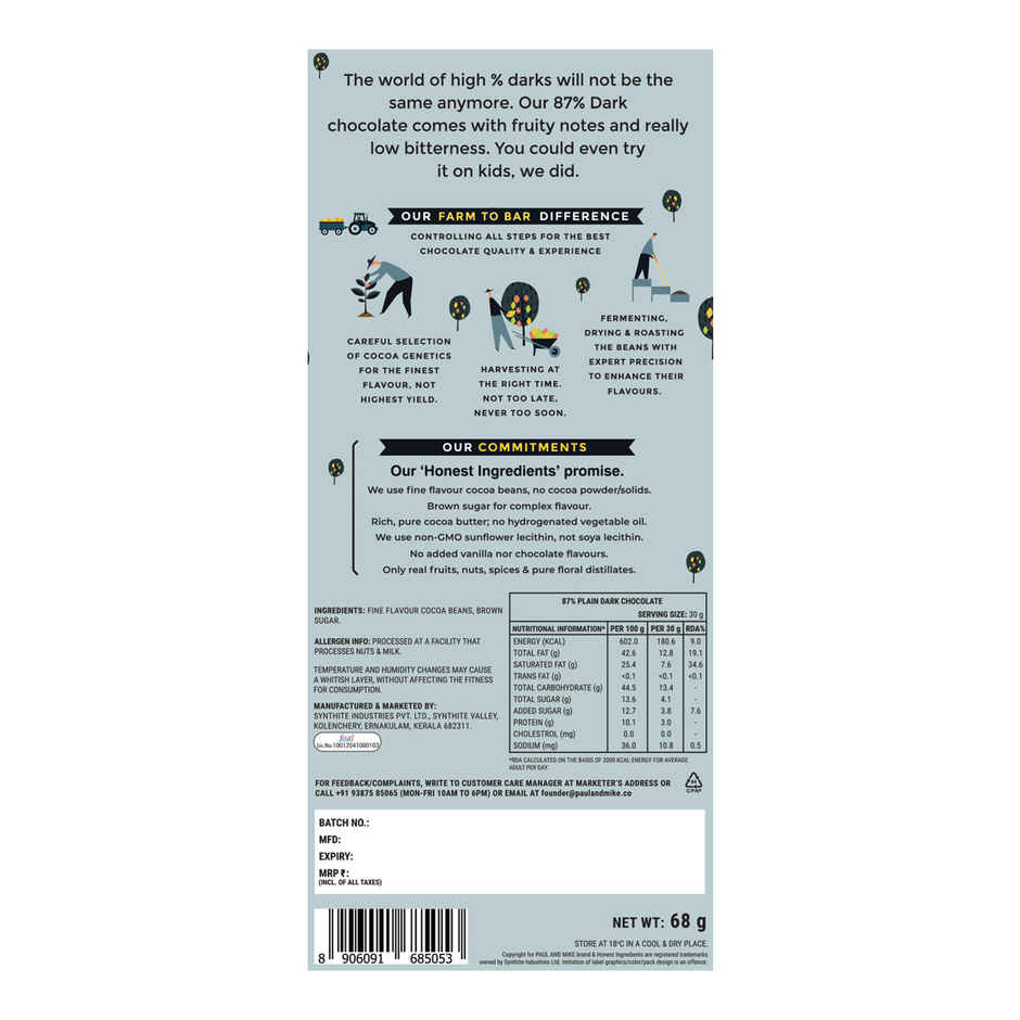 Paul And Mike Dark Chocolate Bar