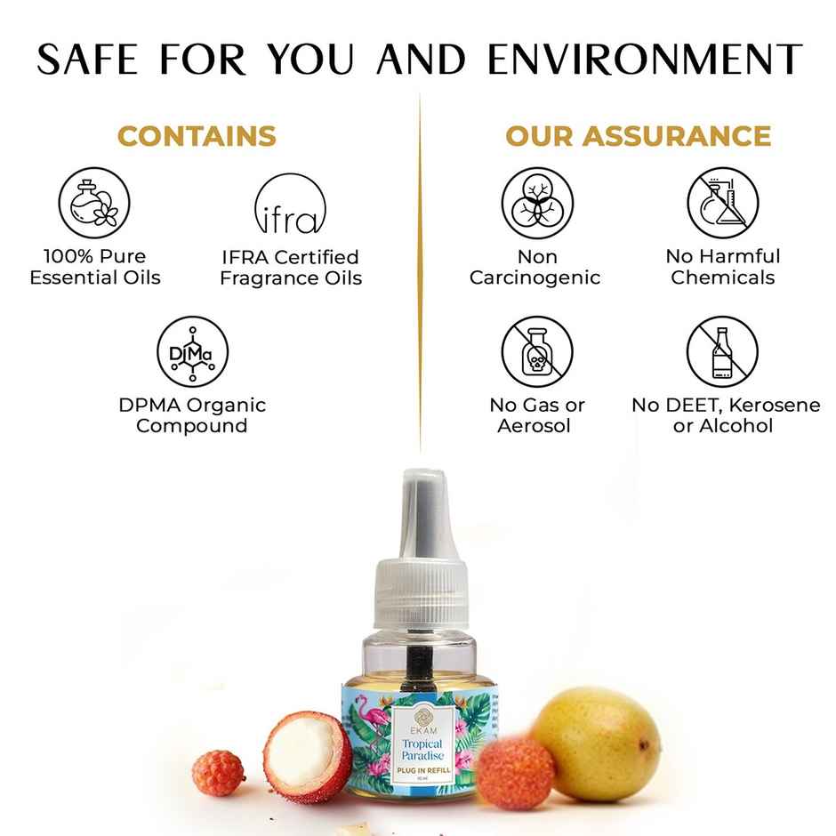 Ekam Tropical Paradise Scented Air Freshener Plug-In Refill | 1 x Refill Bottle