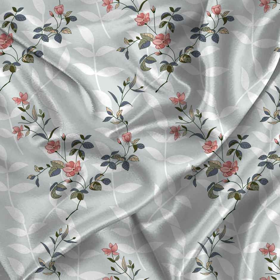 BAY6 Microfibre Floral Print Single Bedsheet with Pillow Cover | Grey | 59 x 87 in
