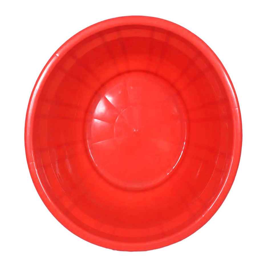 Kuber Industries Leaf Printed 40 L Multipurpose Unbreakable Plastic Bath Tub | Round (Red)