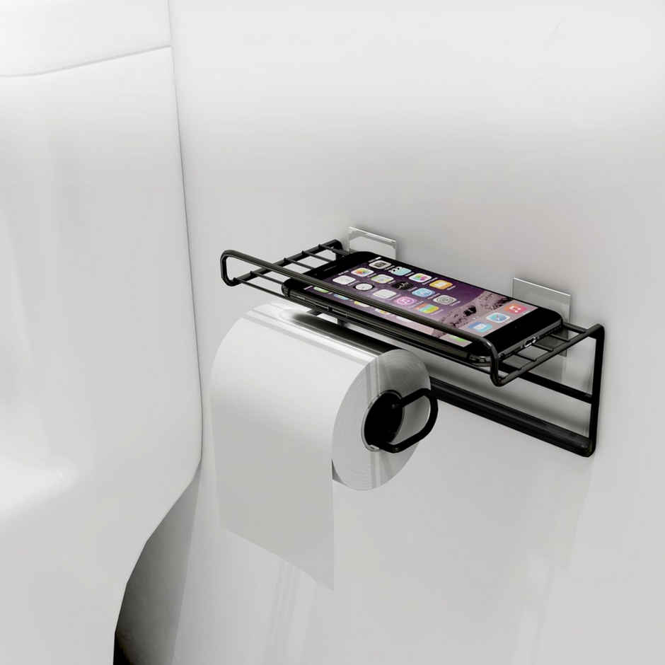 Zedak Self Adhiesive Wall Mounted Toiler Paper Holder | Black