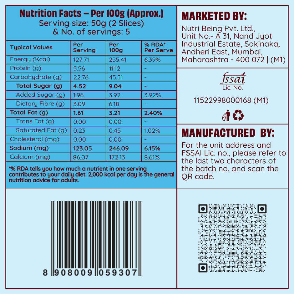The Health Factory Zero Maida Milk Bread | Clean Label - Not Brown