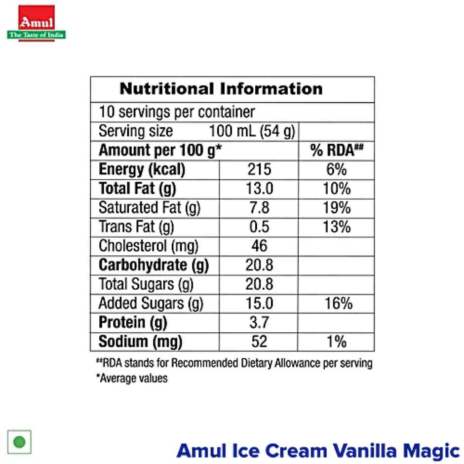 Amul Vanilla Magic Ice Cream Tub | Creamy Delight
