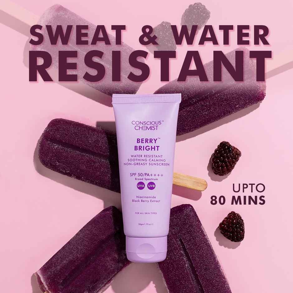Conscious Chemist Berry Bright Water Resistant Non-Greasy Sunscreen SPF 50 PA++++