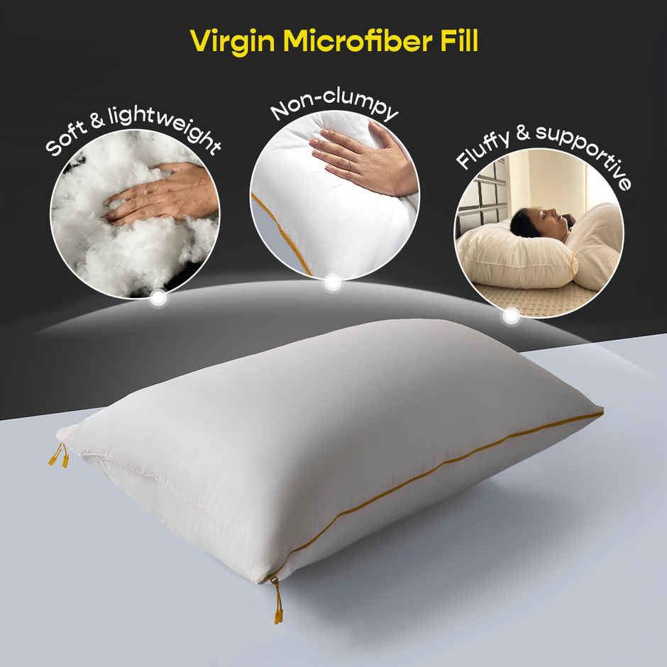 SleepyCat Microfiber Cloud Pillow With Adjustable Zipper White | Standard Size | 27 x 18 inch