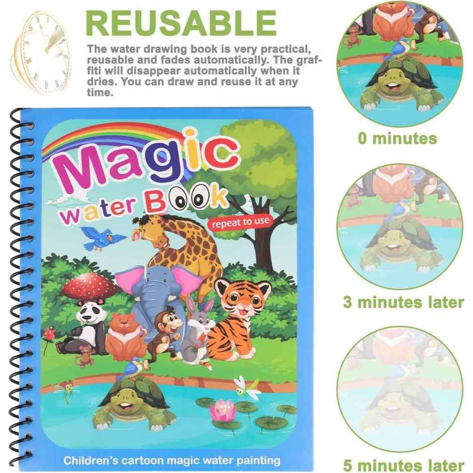Kidara Magic Water Coloring 4 Books Set New Design | Mess-Free Art - Age 3+ | Educational Gift