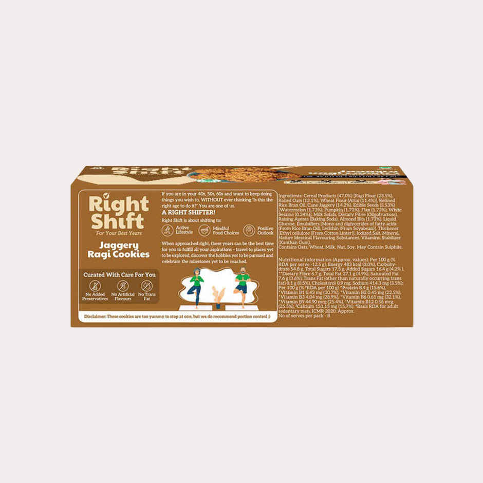 Right Shift Jaggery Ragi Cookies | No Palm Oil, 0% Maida, Digestive Biscuits, Healthy Snack